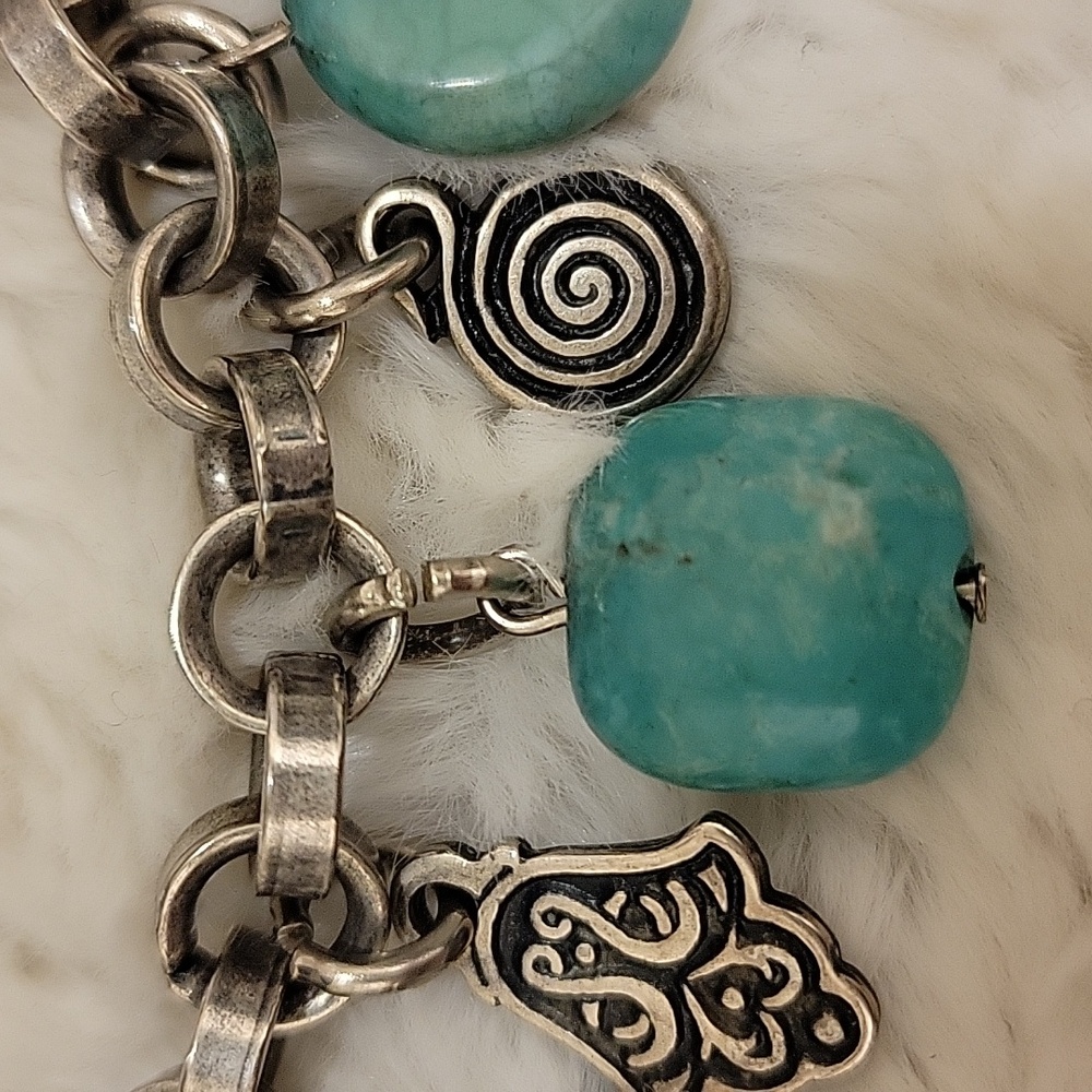 Silver Turqoise Charm Bracelet - Picture 5 of 9